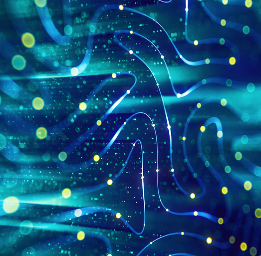 Abstract financial data streams representing real-time analytics and AI-driven insights in financial services